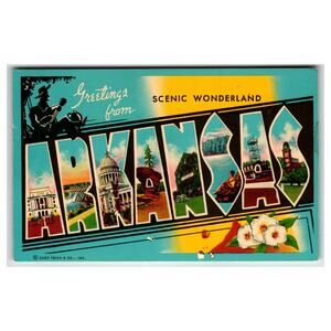 Vintage Greetings from Arkansas Chrome Postcard - Scenic Wonderland